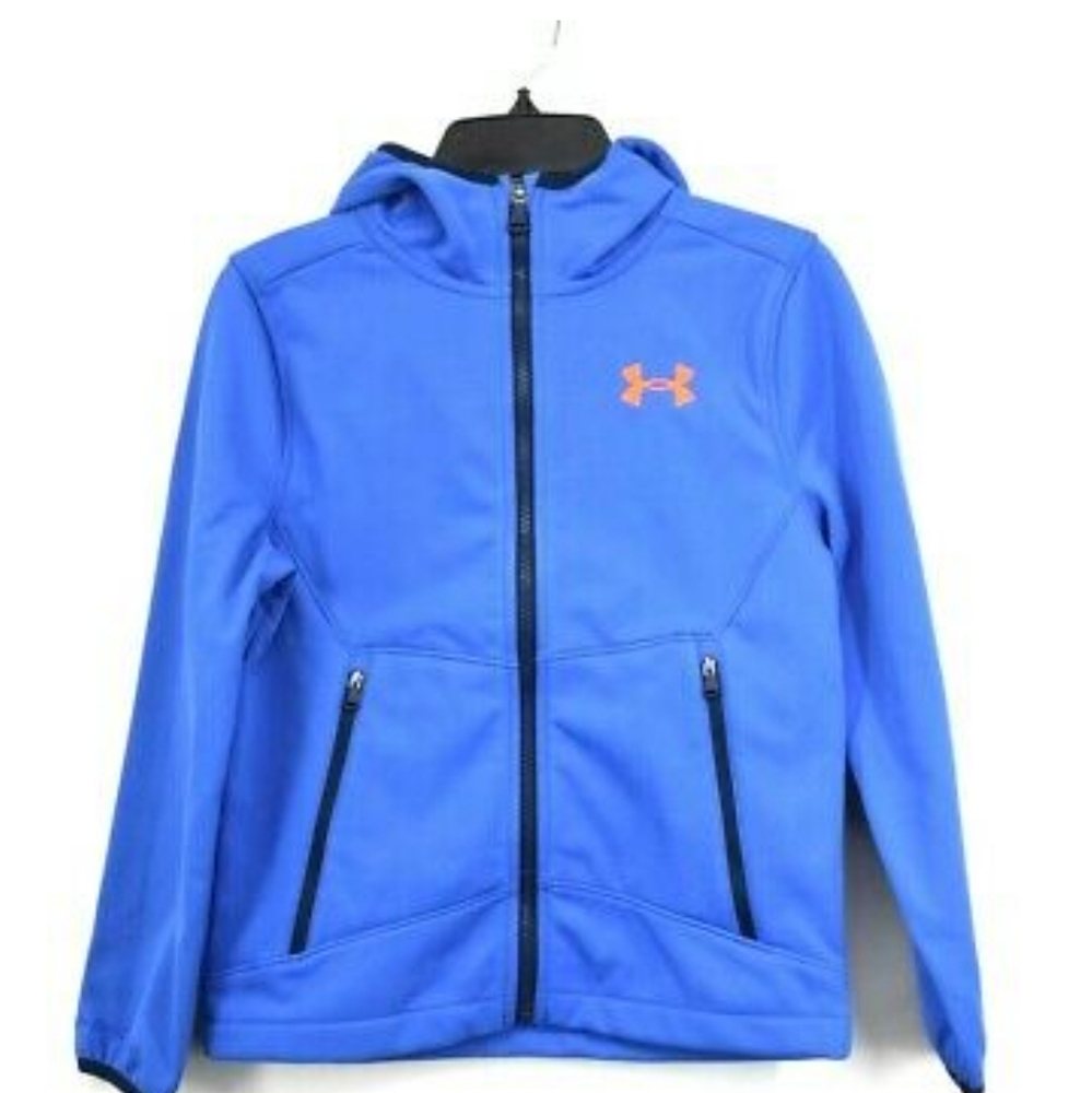 Youth Blue Front Zip Sim ColdGear Hooded Soft Shel